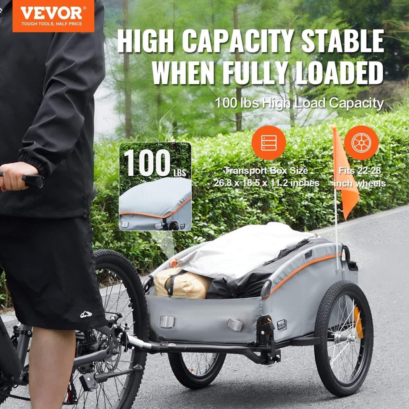 Bike Cargo Trailer, 88/100/160 lbs Load Capacity, Heavy-Duty Bicycle Wagon Cart, Foldable Compact Storage with Universal Hitch 2 Bike Cargo Trailer, 88/100/160 lbs Load Capacity, Heavy-Duty Bicycle Wagon Cart, Foldable Compact Storage with Universal Hitch - image 2