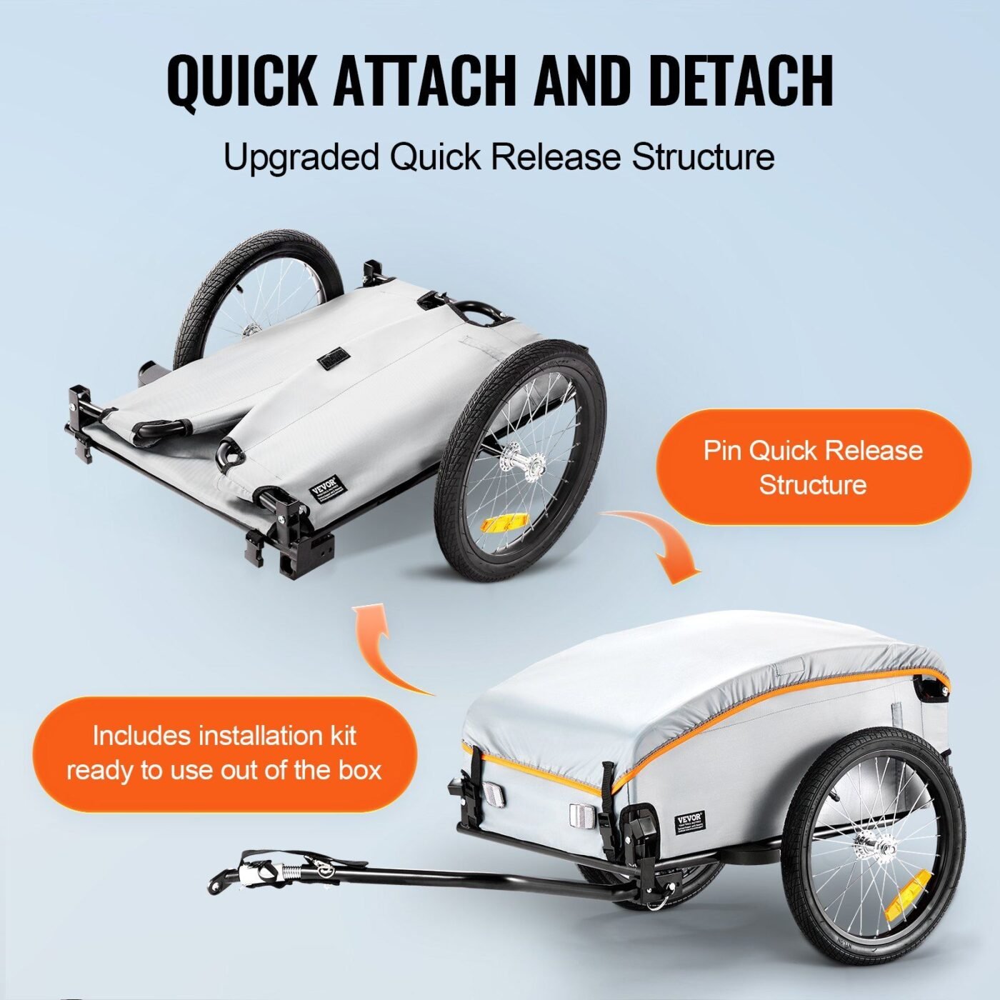 Bike Cargo Trailer, 88/100/160 lbs Load Capacity, Heavy-Duty Bicycle Wagon Cart, Foldable Compact Storage with Universal Hitch 5 Bike Cargo Trailer, 88/100/160 lbs Load Capacity, Heavy-Duty Bicycle Wagon Cart, Foldable Compact Storage with Universal Hitch - image 5