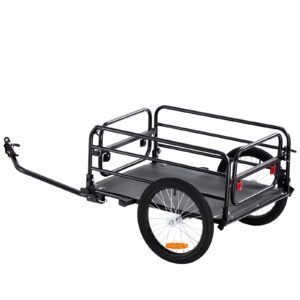 Bike Cargo Trailer, 72.5 kg Load, Heavy-Duty Bicycle Wagon Cart, Foldable Compact Storage & Quick Release with Universal Hitch, 406.4 mm Wheels, Safe Reflectors, Fits 558.8-711.2 mm Bike Wheels