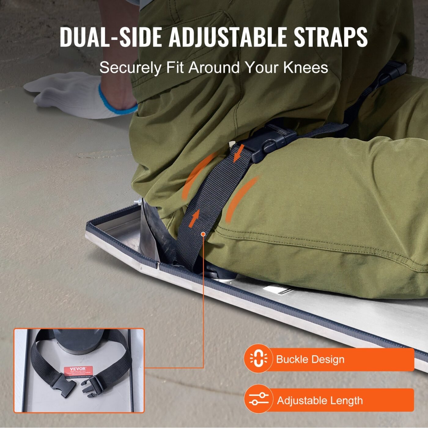 Concrete Knee Boards Stainless Steel, 30'' x 8'' Concrete Sliders, Knee Boards For Concrete, Concrete Knee Pads Moving Sliders, with Knee Pads & Board Straps for Cement and Concrete Finishing 4 Concrete Knee Boards Stainless Steel, 30” x 8” Concrete Sliders, Knee Boards For Concrete, Concrete Knee Pads Moving Sliders, with Knee Pads & Board Straps for Cement and Concrete Finishing - image 4
