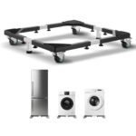 Fridge Stand Mobile Base, 1200 lbs Load Capacity, Washing Machine Stand with 8 Locking Twin Wheels and 4 Brakes, 23-36.6 Inches Adjustable Furniture Dolly for Washer, Refrigerator and Dryer
