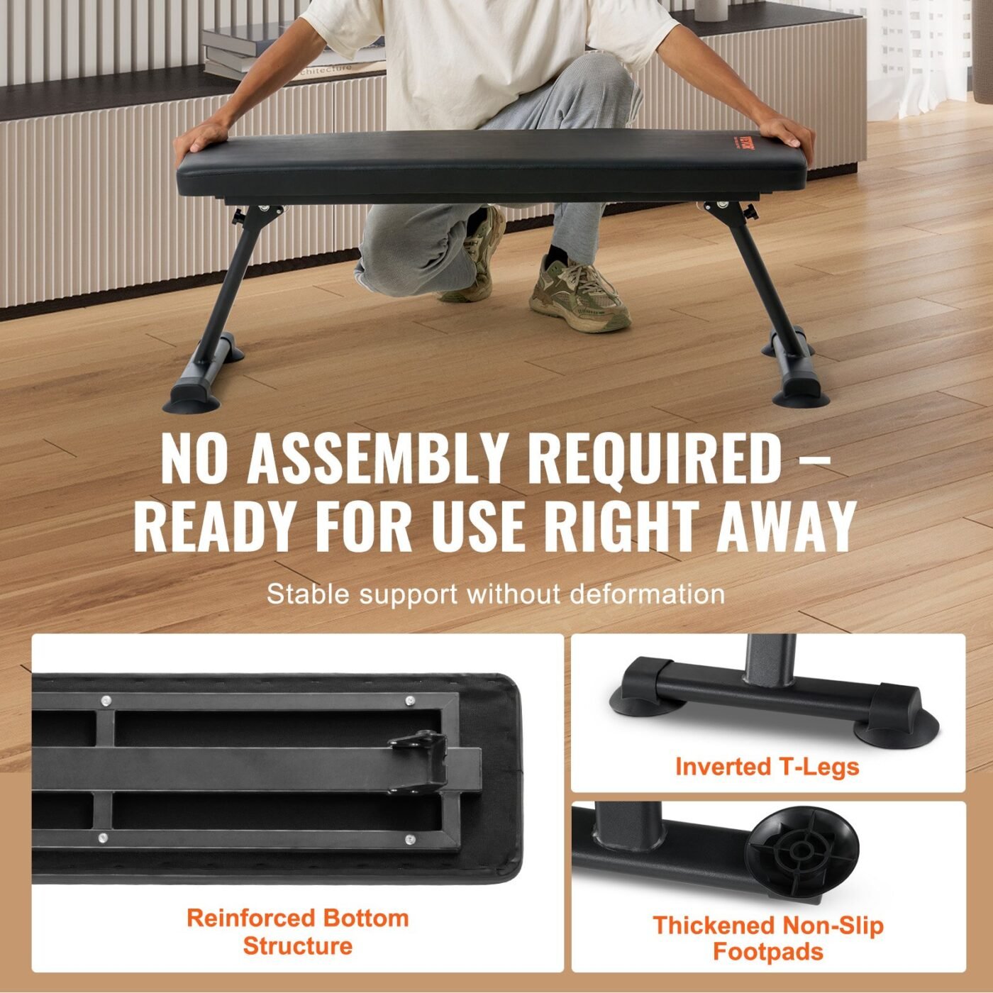Flat Weight Bench, Foldable Strength Training Bench, Utility Workout Bench for Full Body Workout, 1000 LBS Press Bench for Home Gym Exercise, for Multi-Purpose Weight Training and Ab Exercises 5 Flat Weight Bench, Foldable Strength Training Bench, Utility Workout Bench for Full Body Workout, 1000 LBS Press Bench for Home Gym Exercise, for Multi-Purpose Weight Training and Ab Exercises - image 5