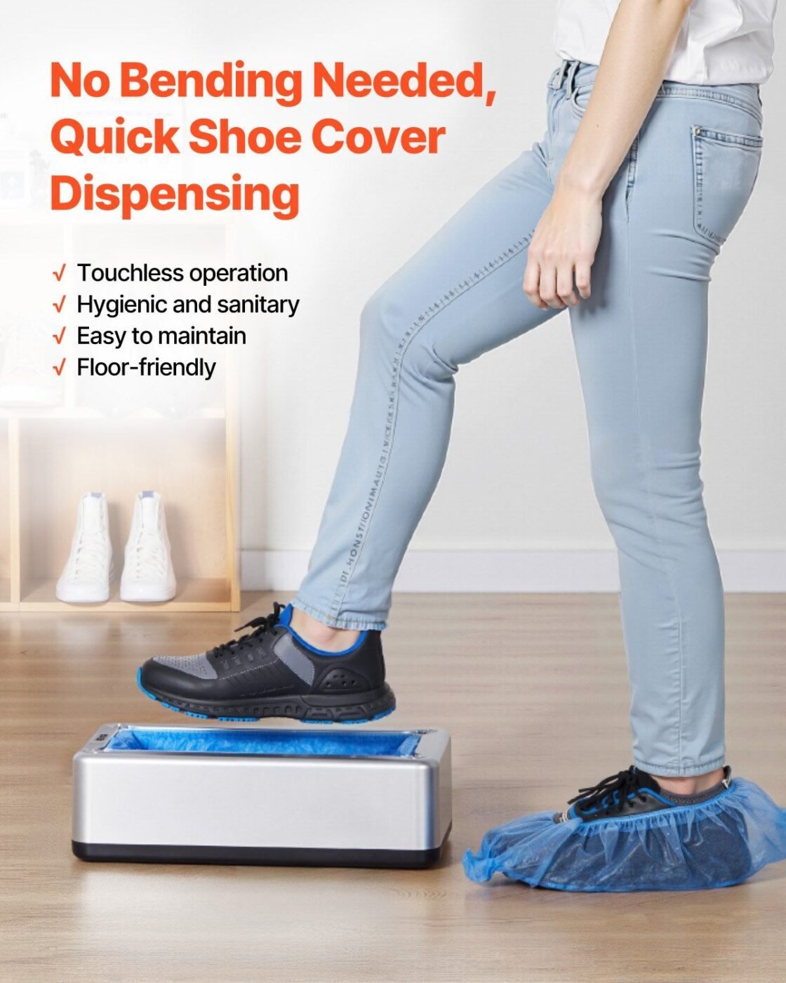 Shoe Cover Dispenser, Automatic Shoe Covers Dispenser with 100 Pcs of Non-Slip Disposable Shoes Covers, Fits Size Up to US 11, for Home, Office, Lab, Factory, Hospital, Indoor Use, Silver 2 Shoe Cover Dispenser, Automatic Shoe Covers Dispenser with 100 Pcs of Non-Slip Disposable Shoes Covers, Fits Size Up to US 11, for Home, Office, Lab, Factory, Hospital, Indoor Use, Silver - image 2