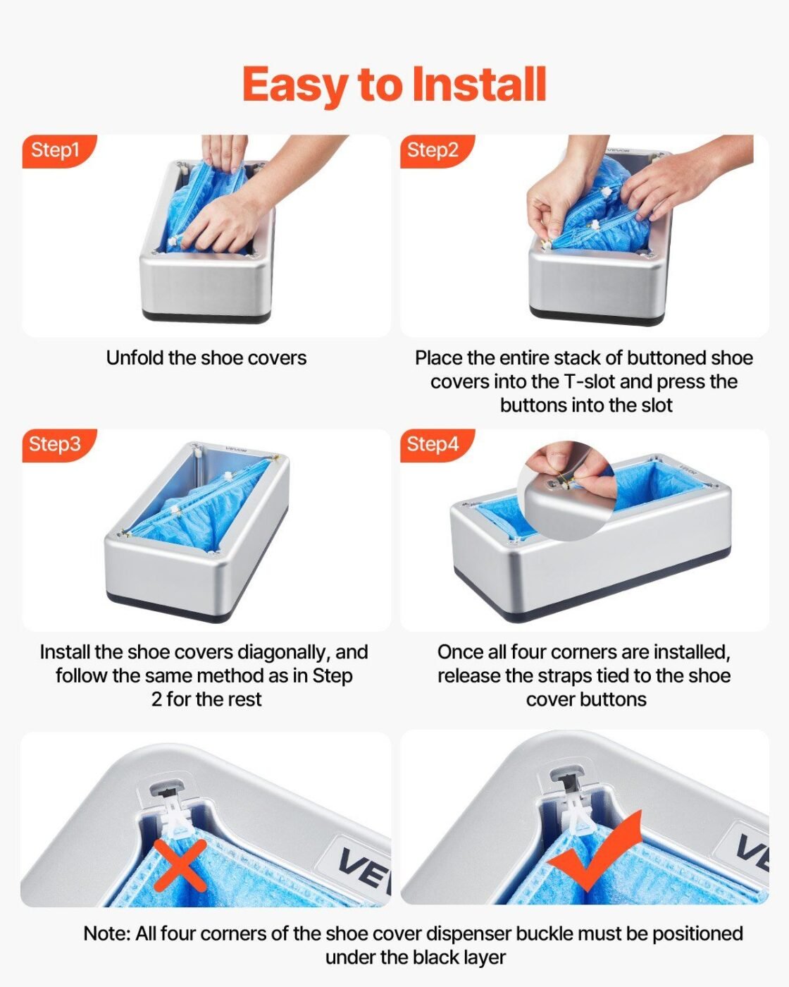 Shoe Cover Dispenser, Automatic Shoe Covers Dispenser with 100 Pcs of Non-Slip Disposable Shoes Covers, Fits Size Up to US 11, for Home, Office, Lab, Factory, Hospital, Indoor Use, Silver 5 Shoe Cover Dispenser, Automatic Shoe Covers Dispenser with 100 Pcs of Non-Slip Disposable Shoes Covers, Fits Size Up to US 11, for Home, Office, Lab, Factory, Hospital, Indoor Use, Silver - image 5