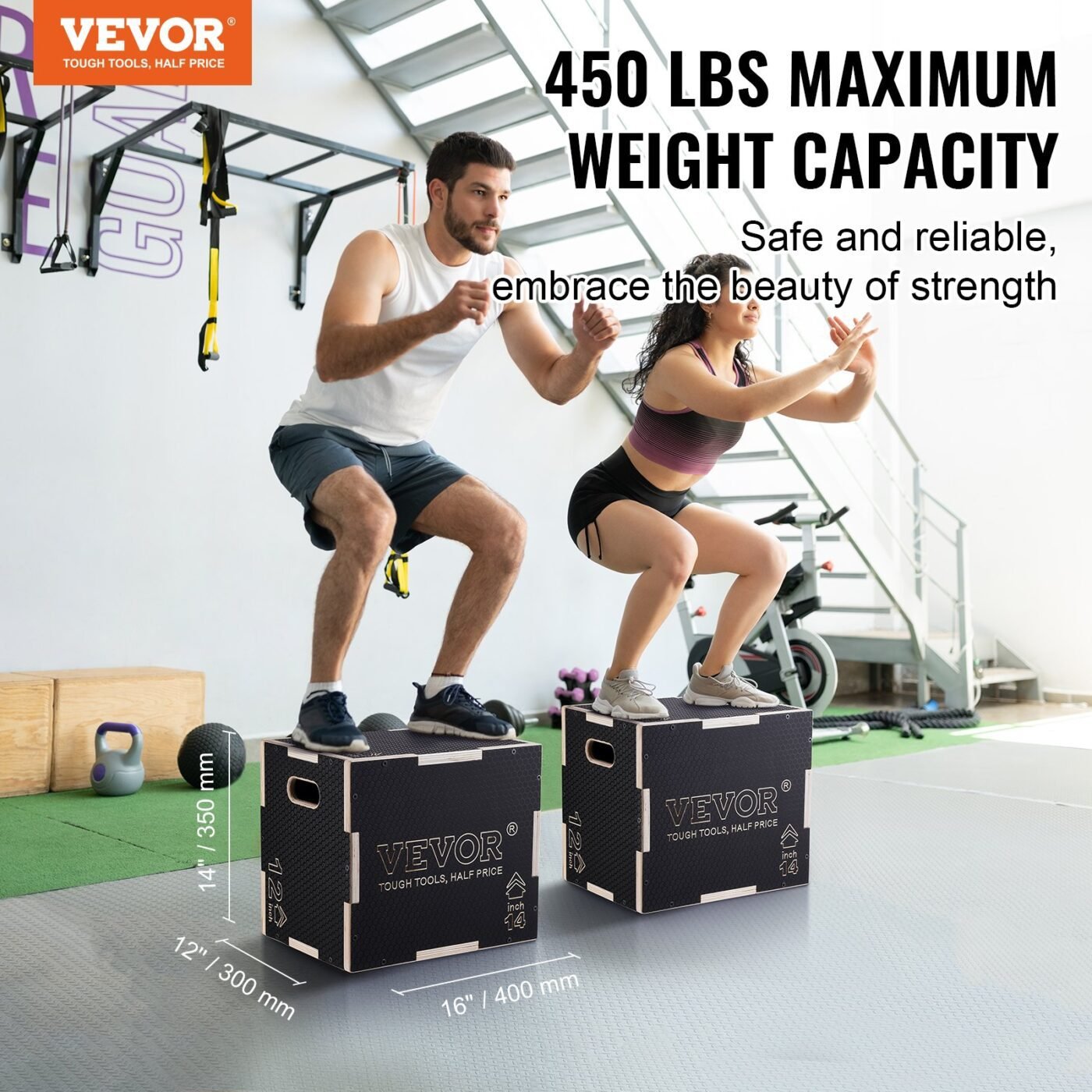 3 in 1 Plyometric Jump Box, 16/14/12 Inch Wooden Plyo Box, Platform & Jumping Agility Box, Anti-Slip Fitness Exercise Step Up Box for Home Gym Training, Conditioning Strength Training, Black 2 3 in 1 Plyometric Jump Box, 16/14/12 Inch Wooden Plyo Box, Platform & Jumping Agility Box, Anti-Slip Fitness Exercise Step Up Box for Home Gym Training, Conditioning Strength Training, Black - image 2