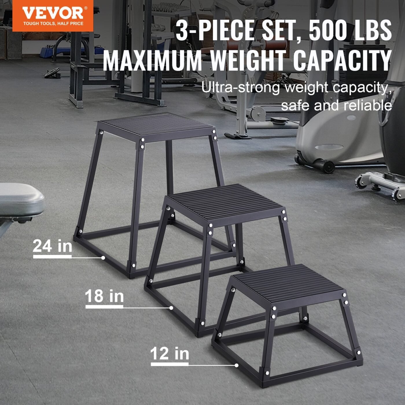 Plyometric Jump Boxes, 12/18/24 Inch Plyo Box, Platform and Jumping Agility Box, Anti-Slip Fitness Exercise Step Up Box Set for Home Gym Training, Conditioning Strength Training, Black 2 Plyometric Jump Boxes, 12/18/24 Inch Plyo Box, Platform and Jumping Agility Box, Anti-Slip Fitness Exercise Step Up Box Set for Home Gym Training, Conditioning Strength Training, Black - image 2