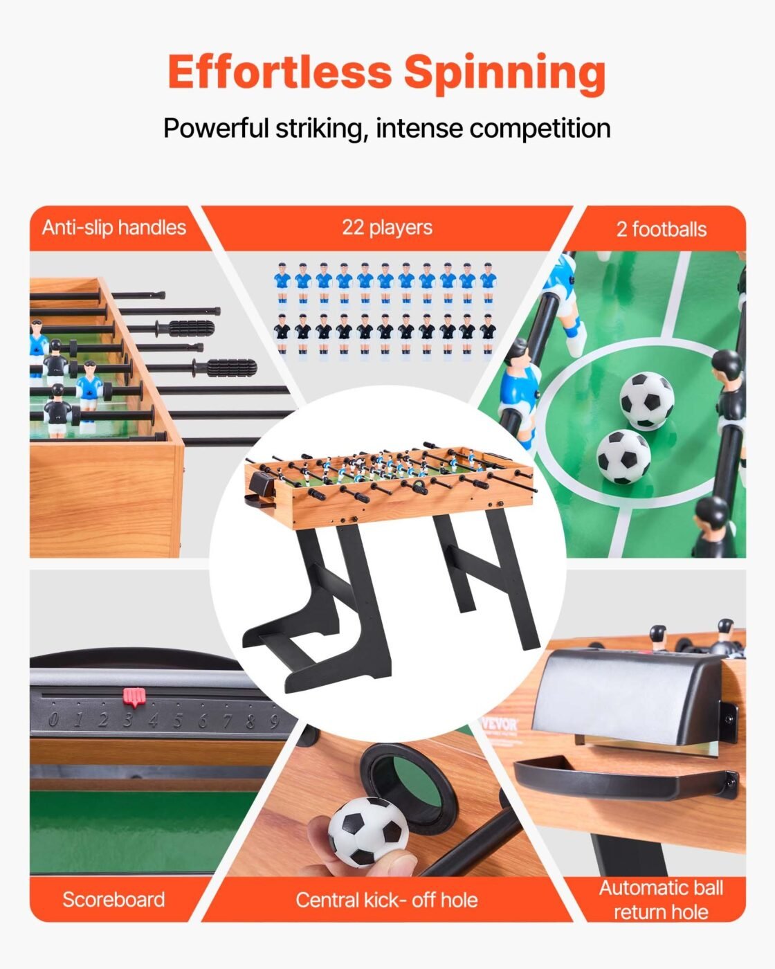 Folding Foosball Table, 106 cm Standard Size Table, Indoor Full Size Foosball Tables for Home, Family, and Game Room, Durable Soccer Set, Includes 2 Balls 3 Folding Foosball Table, 106 cm Standard Size Table, Indoor Full Size Foosball Tables for Home, Family, and Game Room, Durable Soccer Set, Includes 2 Balls - image 3