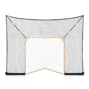 Hockey and Lacrosse Goal Backstop, 12×9 ft Lacrosse Net with Extended Coverage, Quick Easy Setup Complete Accessories Training Net, Backyard Lacrosse Equipment, for Youth Adult (NET ONLY)
