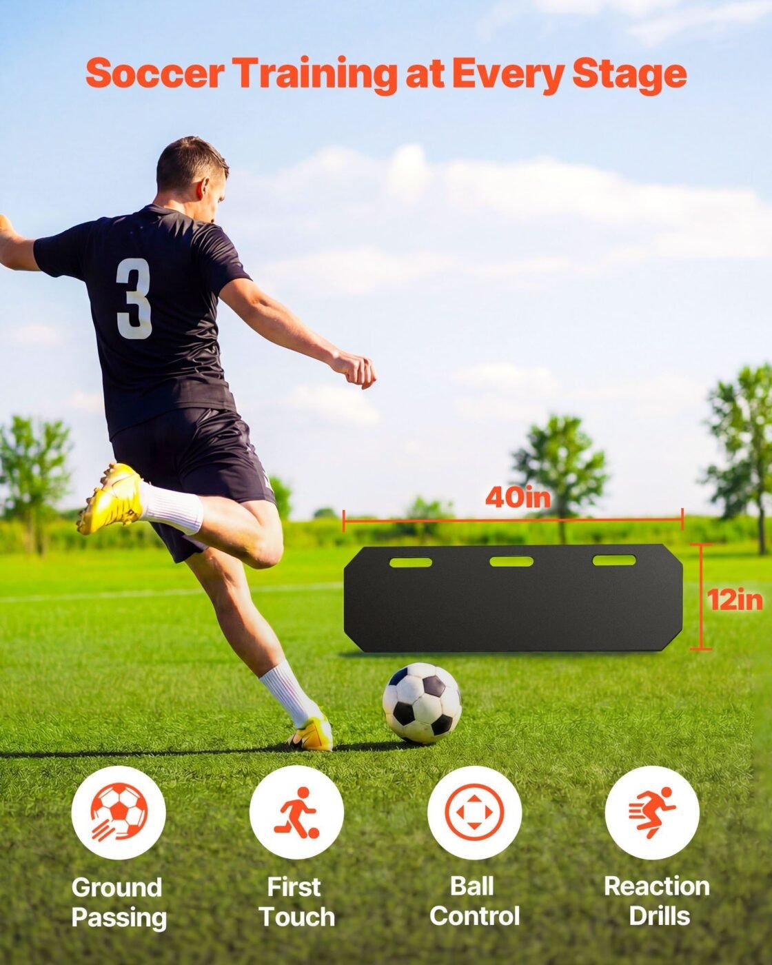 Soccer Rebounder Board, 1000 x 300 mm Portable Soccer Rebound Wall, HDPE Sports Kick Back Trainer, 3 Adjustable Angles, Easy Setup Ball Practice Training Equipment for Passing & Reaction Skills 2 Soccer Rebounder Board, 1000 x 300 mm Portable Soccer Rebound Wall, HDPE Sports Kick Back Trainer, 3 Adjustable Angles, Easy Setup Ball Practice Training Equipment for Passing & Reaction Skills - Image 2