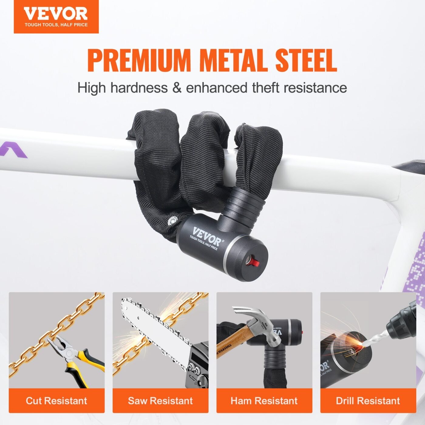 Bike Chain Lock, 2.79 Ft Combination Bicycle Chain Lock with 2 Keys, Heavy Duty Anti-Theft High Security Bike Locks, Perfect for Bike, Motorcycle, Scooter, Bicycle, Door, Fence or Gate, 8mm 2 Bike Chain Lock, 2.79 Ft Combination Bicycle Chain Lock with 2 Keys, Heavy Duty Anti-Theft High Security Bike Locks, Perfect for Bike, Motorcycle, Scooter, Bicycle, Door, Fence or Gate, 8mm - image 2