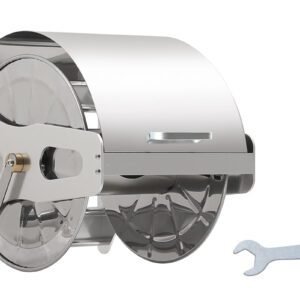 Large Stainless Steel Garden Hose Reel Cart Portable Pipe Holder With Rainproof Sunscreen Protection Lid and Crank Handle