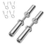 Olympic Barbell Bar 50cm Heavy Duty Dumbbell Handles Pair of Steel 100kg Weight Capacity with Spring Collars for 2″ Olympic Weight Plate Strength Training