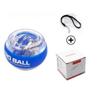 wrist strength gyro ball, self-starting gyro ball, hand and arm trainer, grip strengthener, forearm exerciser, home fitness equipment, office workout tool, carpal tunnel prevention, Australian fitness – Blue – Size There is a light