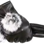 Warm winter gloves, Cycling gloves, Touchscreen gloves, Women’s winter gloves, Windproof and warm leather, Black