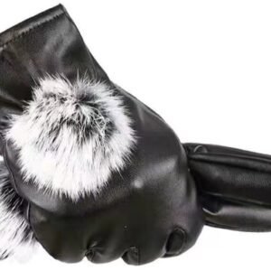 Warm winter gloves, Cycling gloves, Touchscreen gloves, Women’s winter gloves, Windproof and warm leather, Black