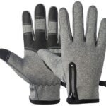 Touchscreen Winter Gloves, Windproof Warm Leather Cycling Gloves for Men and Women, Outdoor Riding and Daily Cold Weather Use, Size L, Grey