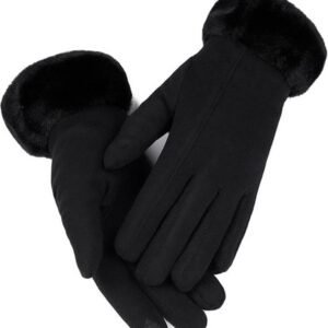 Winter Touchscreen Gloves for Women, Warm Windproof Gloves, for Cycling, Motorcycling, Scootering, Soft Warm Design for Indoor and Outdoor Use, Black