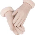 Winter Touchscreen Gloves for Women, Warm Windproof Gloves, for Cycling, Motorcycling, Scootering, Soft Warm Design for Indoor and Outdoor Use, Beige