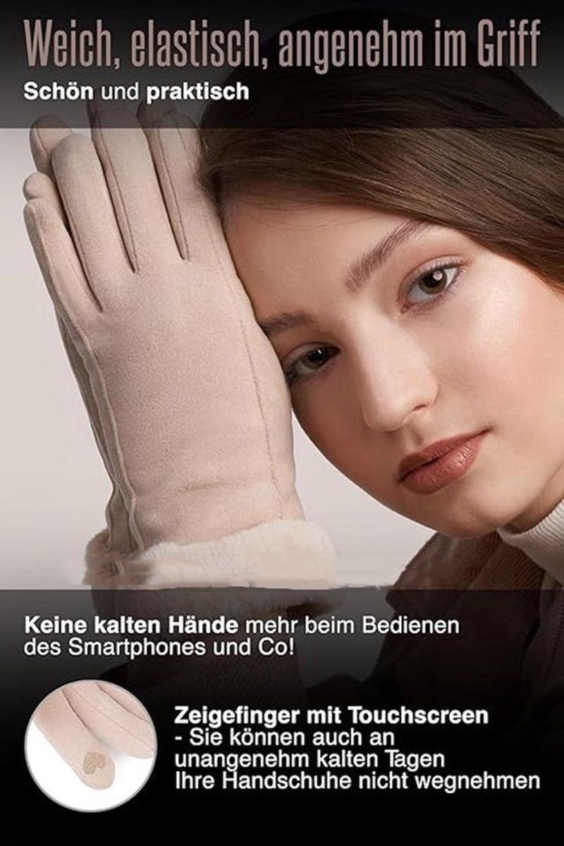 Winter Touchscreen Gloves for Women, Warm Windproof Gloves, for Cycling, Motorcycling, Scootering, Soft Warm Design for Indoor and Outdoor Use, Beige 4 Winter Touchscreen Gloves for Women, Warm Windproof Gloves, for Cycling, Motorcycling, Scootering, Soft Warm Design for Indoor and Outdoor Use, Beige - image 4