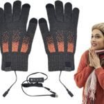 Heated Gloves, Electric Gloves, Winter Warm Cycling Gloves, Level 3 Warm Ski Gloves, 23 x 13 x 8 cm, USB, Grey