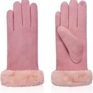Winter Gloves, windproof gloves, Warm winter gloves for women, Fleece-lined gloves, Thermal touchscreen, 20 x 23 cm, Pink