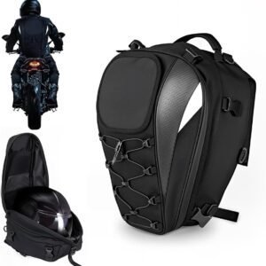 Waterproof motorcycle saddle bag, motorcycle helmet bag, motorcycle backpack, double luggage bag, Compact Lightweight Design, 38 liters