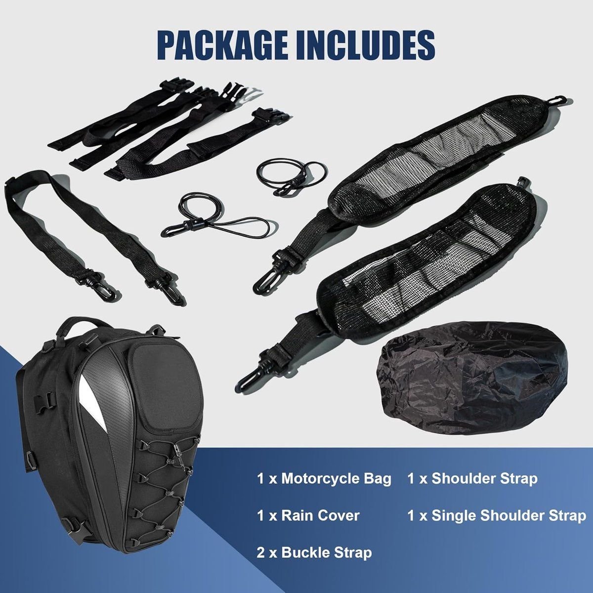 Waterproof motorcycle saddle bag, motorcycle helmet bag, motorcycle backpack, double luggage bag, Compact Lightweight Design, 38 liters 3 Waterproof motorcycle saddle bag, motorcycle helmet bag, motorcycle backpack, double luggage bag, Compact Lightweight Design, 38 liters - image 3