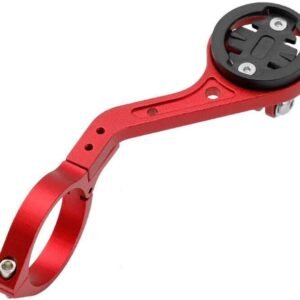 Extended Bicycle Computer Mount, Front-mounted bicycle computer mount, Handlebar bracket, With flashlight strap, Red