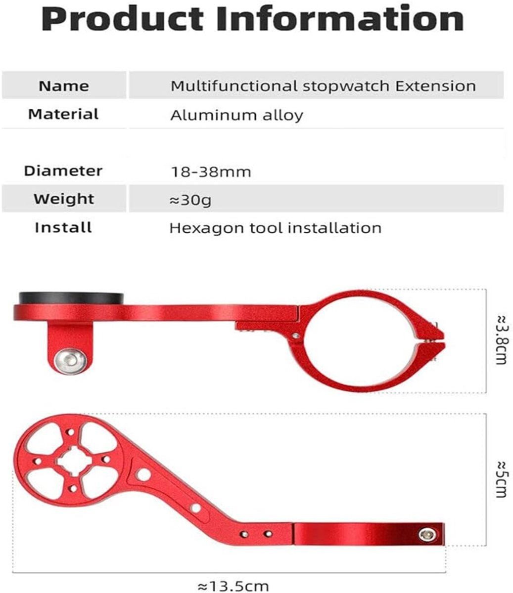 Extended Bicycle Computer Mount, Front-mounted bicycle computer mount, Handlebar bracket, With flashlight strap, Silver 2 Extended Bicycle Computer Mount, Front-mounted bicycle computer mount, Handlebar bracket, With flashlight strap, Silver - image 2