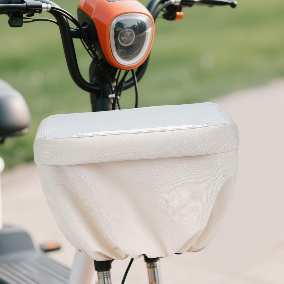 Bicycle Basket Cover, Protective Cover for Bicycle Basket, Bicycle Basket Accessories, Dustproof, Bicycle Snow Cover, 32 x 34 x 26 cm, Off-white 4 Bicycle Basket Cover, Protective Cover for Bicycle Basket, Bicycle Basket Accessories, Dustproof, Bicycle Snow Cover, 32 x 34 x 26 cm, Off-white - image 4
