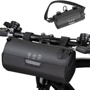 Bicycle Handlebar Bag, Bike Bag, Waterproof Reflective Storage Bag, Storage Pouch, Detachable Shoulder Strap, 23 x 11 x 11 cm, Black