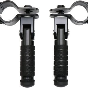 2 Pieces, Folding Motorcycle Footrests, 90 Degree Foldable Rear Pedal Steps with 31-33 mm Clamp, 12.2 x 11 cm, Black