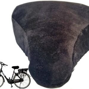 Bicycle Saddle Cover, Fleece Bike Seat Cushion Pad for Cold Weather Riding, Soft Warm Protector for Standard Saddles, 21-27 cm, Black