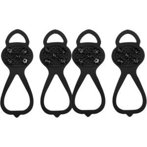 2 Pair Universal Non-Slip Gripper Spikes, Universal Gripper Spikes Non Slip Shoe Grips, Traction Cleats Ice Snow Grips Anti Slip Silicone for Hiking Walking Climbing Fishing 5 Claw Black