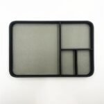Hotel leather jewelry storage tray in stock, bedside mobile phone partition tray, entrance key storage basket storage tray(Black)