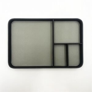 Hotel leather jewelry storage tray in stock, bedside mobile phone partition tray, entrance key storage basket storage tray(Black)