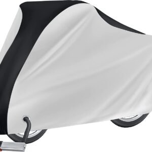 Bicycle Cover Waterproof Outdoor – Bicycle Cover for Outdoor Storage Windproof, UV resistant, Snow resistant with Lock Hole Mountain Road City Bicycle, (Black and Silver 170 * 60 * 85cm)