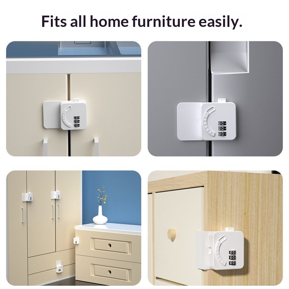 2 Pack Multi functional child safety lock, home baby protection drawer lock, refrigerator lock, baby password lock, flat lock (Flat password lock)White 4 2 Pack Multi functional child safety lock, home baby protection drawer lock, refrigerator lock, baby password lock, flat lock (Flat password lock)White - image 4