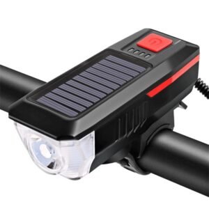 Bike Headlight, Solar Powered Bike Lights, Smart Bicycle Front Light, LED Flashing for Bicycle Cycling Lamp Safety Warning Light