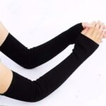 Women’s Warm Long Fingerless Gloves Winter Arm WarmerBlend Warm Arm Warmers Super Soft Long Fingerless Gloves for Women（black）