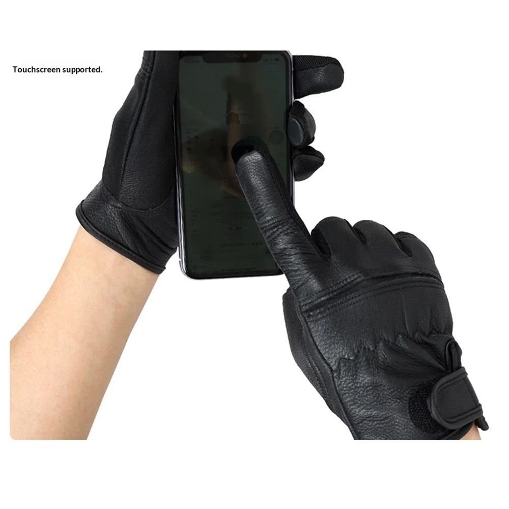 Motorcycle Gloves for Men Touchscreen Full Finger Leather Gloves Protection Riding Driving Biker Glove Black(XL) 2 Motorcycle Gloves for Men Touchscreen Full Finger Leather Gloves Protection Riding Driving Biker Glove Black(XL) - image 2