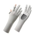 2 pairs Thin Sun UV Protection Driving Gloves for Women, Exposed Finger Hollow Palm, Spring and Autumn Cycling(One Size)