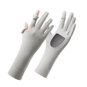 2 pairs Thin Sun UV Protection Driving Gloves for Women, Exposed Finger Hollow Palm, Spring and Autumn Cycling(One Size)