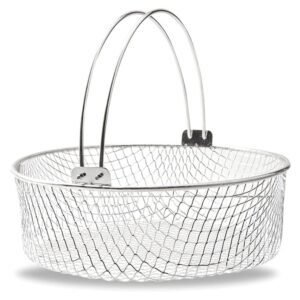 Air Fryer Basket, Air Fryer Replacement Accessory Mesh Basket with Handle, Round Stainles Steel Steamer Basket for Air Fryer, Instant Pot, Oven, Steamer Basket, Household Frying Food Basket