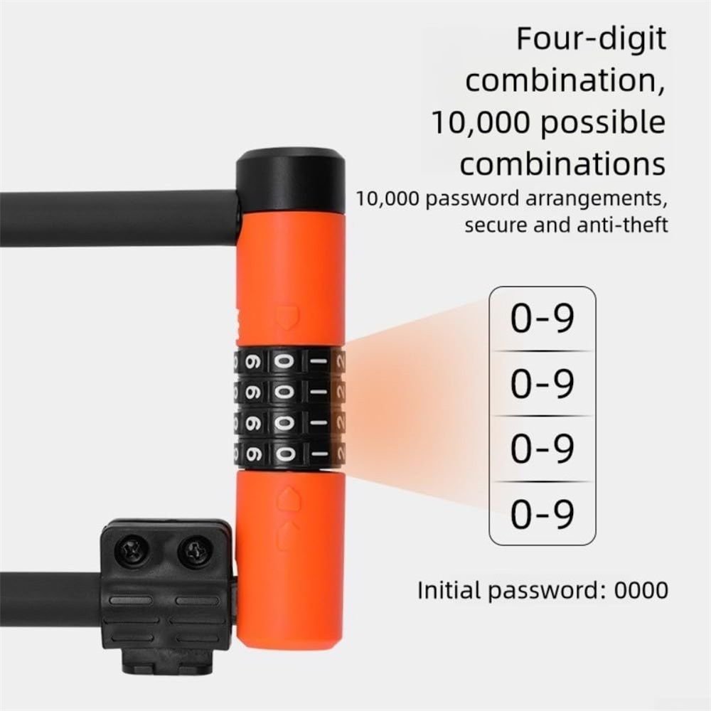 Combo Bike U-Lock Standard, Anti-Theft Security Bicycle Lock, Shackle, 4-Digit Resettable Combination U Lock for Scooter Road Mountain Bikes 4 Combo Bike U-Lock Standard, Anti-Theft Security Bicycle Lock, Shackle, 4-Digit Resettable Combination U Lock for Scooter Road Mountain Bikes - image 4