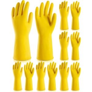 6 Pairs Rubber Cleaning Gloves,Reusable Dishwashing Gloves,Household Dish Gloves for Washing,Cleaning,Kitchen,Painting, Gardening, Pet Care,Extra Thickness,Non-Slip,11.8″