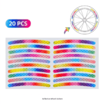 Rainbow Reflective Wheel Stickers – 20 Piece Long Strip Sticker Sheet for Bicycle Bike Rim Decoration, Motorcycle and E-Bike Accessories