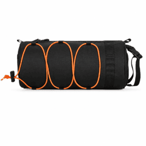 Black Bicycle Handlebar Bag with Fluorescent Orange Elastic Cord Waterproof Front Frame Storage Bag Large Capacity Cycling Pouch for Mountain Road Bike Outdoor Riding Accessories