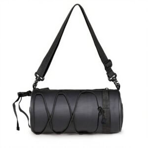Black Bicycle Handlebar Bag with Black Elastic Cord Waterproof Front Frame Storage Bag Large Capacity Cycling Pouch for Mountain Road Bike Outdoor Riding Accessories