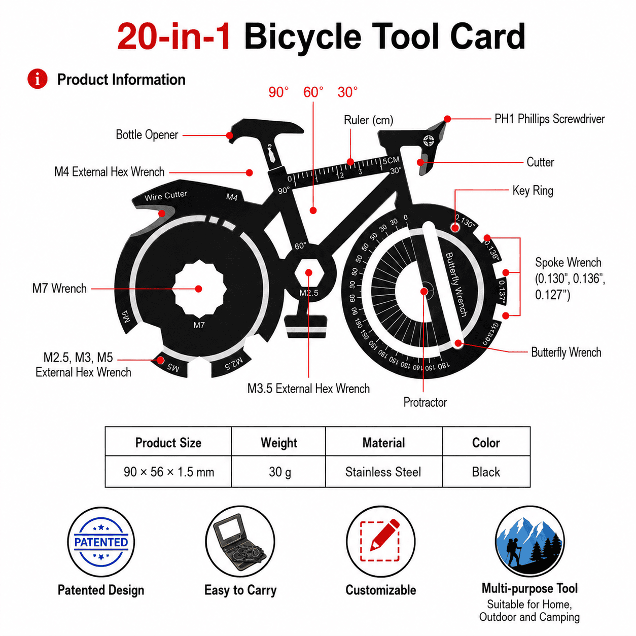 Black Handlebar Bag with Yellow Elastic Cord and 20-in-1 Bicycle Multi Tool Card Combo Set for Cycling, Commuting and Outdoor Riding 4 Black Handlebar Bag with Yellow Elastic Cord and 20-in-1 Bicycle Multi Tool Card Combo Set for Cycling, Commuting and Outdoor Riding - image 4